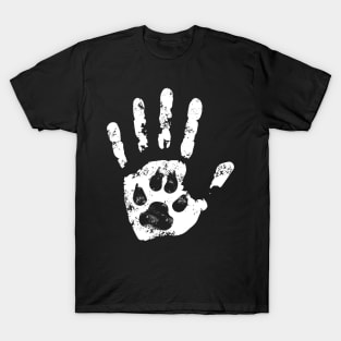 Pet Lovers Hand and Paw Print Paint T-Shirt